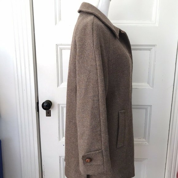 Vintage 50s Brown Tweed Wool Overcoat Coat Raglan Sleeves - Picture 2 of 9